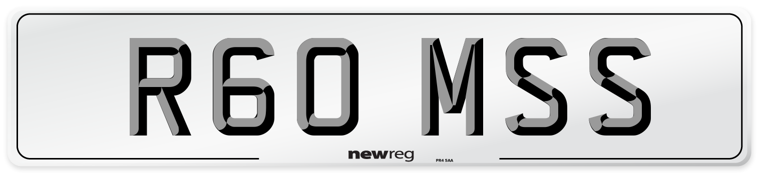R60 MSS Number Plate from New Reg